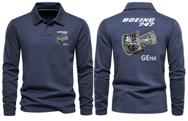 BOEING 747 GENX LONG SLEEVE POLO